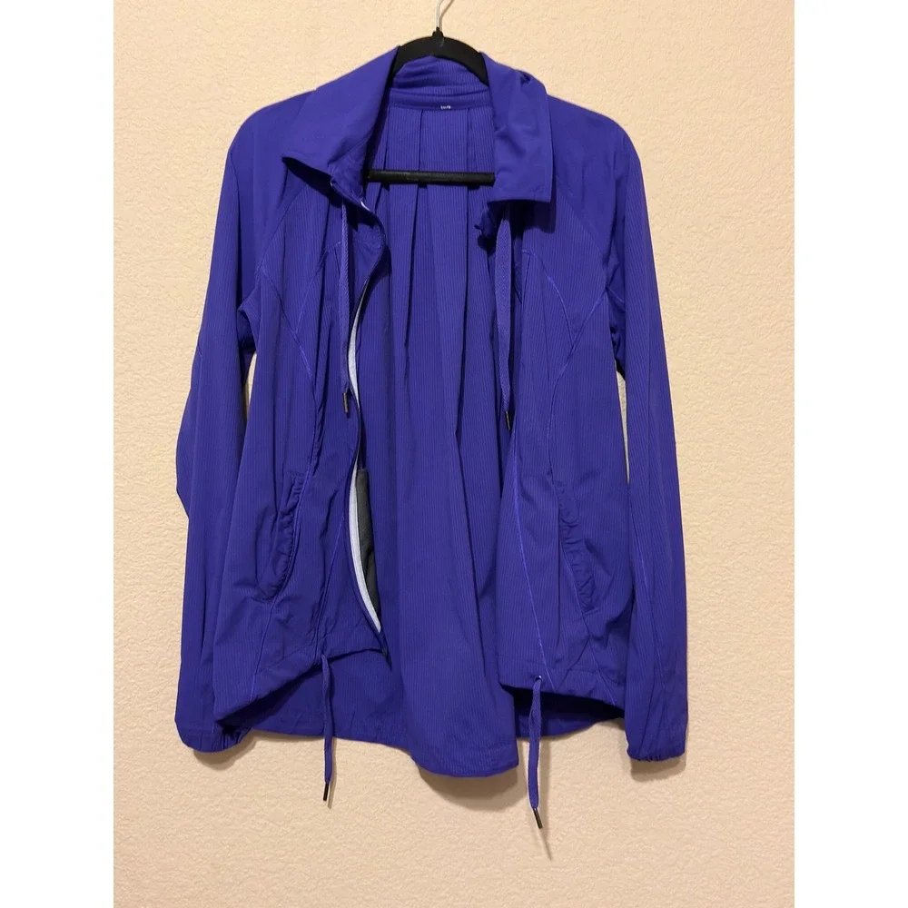 Lululemon In Stride Jacket Royal Purple Ribbed Pleated Back Full Zip Size 8